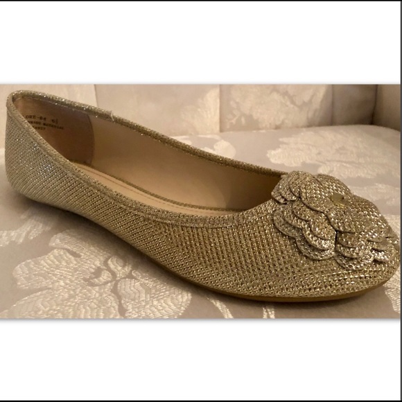 GOLD ANGEL GLITTER BALLET FLAT - Picture 3 of 6